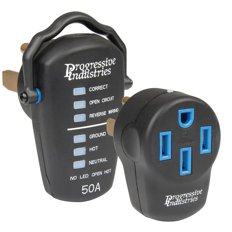 PSK-50 – PROGRESSIVE Surge Protector, Protect From Damaging Power Surges Portable 50 Amp With Fault Indicator Light O...